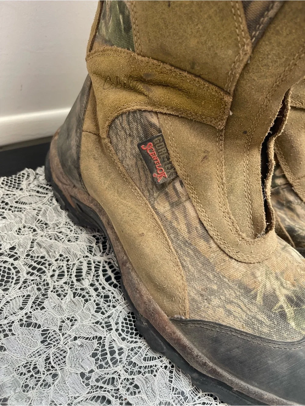 Mens CABELAS *GORE-TEX Scentlok Thinsulate Ultra Camo/Leather HUNTING BOOTS 10.5